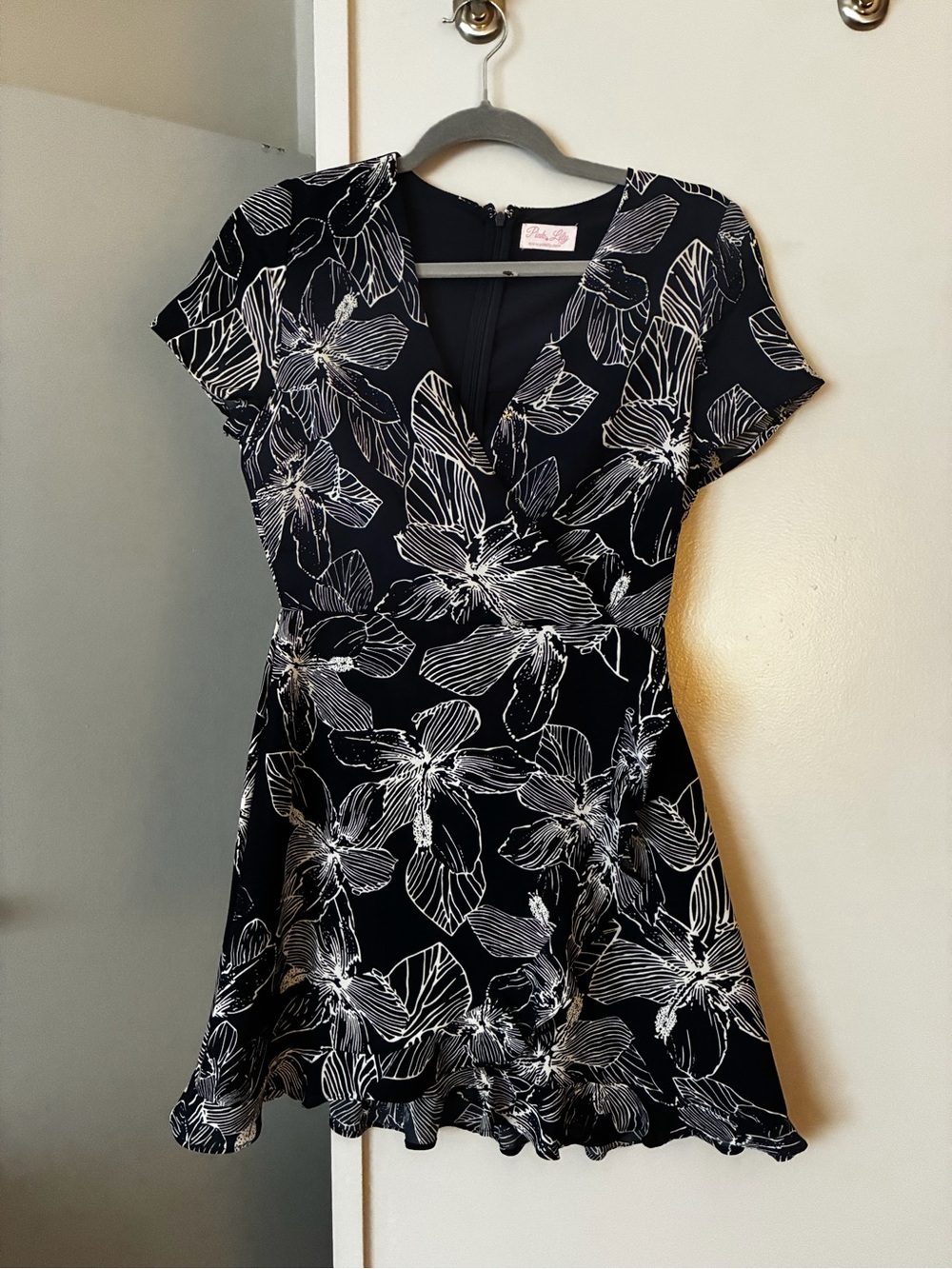 Pink Lily Navy Floral Fit & Flare Dress